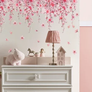 Pink Flowers Wall Decor Stickers