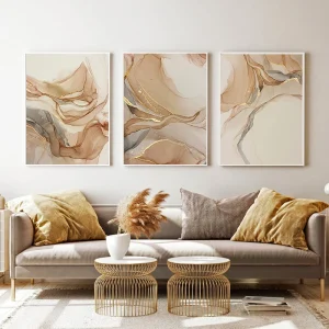 Modern Luxury Beige Marble Abstract Canvas Painting (no frame)