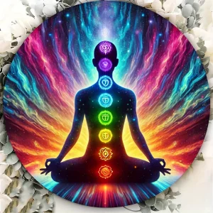 1pc Chakra Meditation Metal Wall Art - 8x8" Round Sign