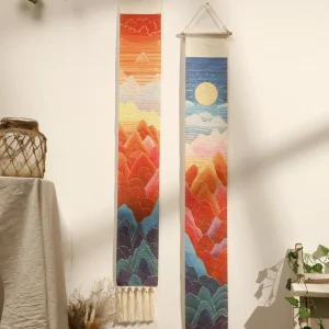 1 or 2PC Macrame Tapestry Sunset Sunrise Handmade Wall Boho Art Home Decoration