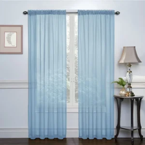 1 Panel Faux Linen Textured Semi Sheer Curtains