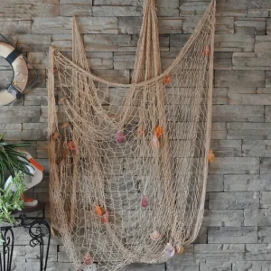 1 Pc Nautical Wall Decor Hanging Fishnet with Shells