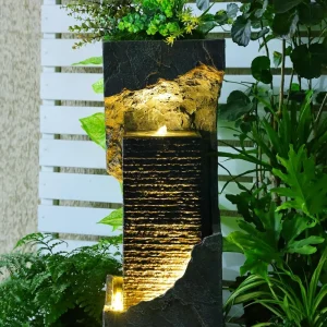 35" Patio & Garden Water Fountain – Resin Indoor/Outdoor Decor with LED Lighting & Pump