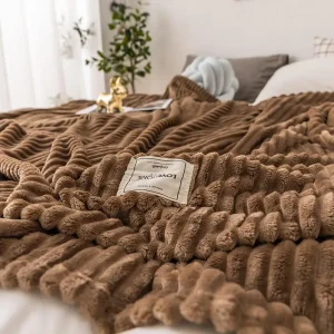 Warm Coral Fleece Blanket – Soft Bed & Sofa Cover in Multiple Sizes
