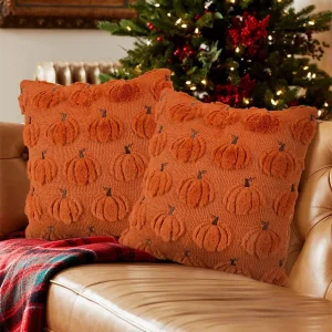 Fall Pumpkin or Ghost Pillow Covers – Cozy Plush Halloween Cushion Covers for Sofa Decor